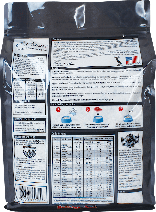 Grandma Lucys Freeze Dried Dog Food Artisan PreMix 3lb