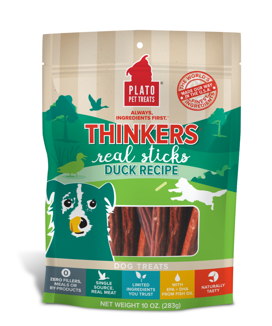 Plato Pet Treats Thinkers Real Sticks Duck