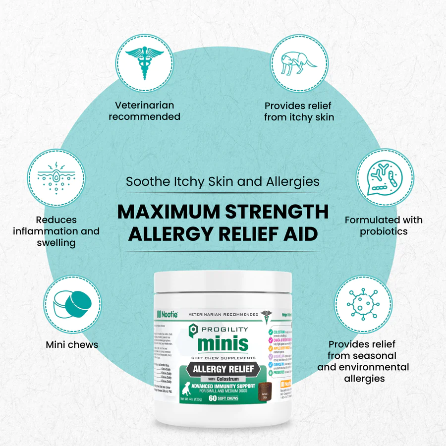 Nootie Progility Minis Allergy Relief Supplement Soft Chews 60 Count
