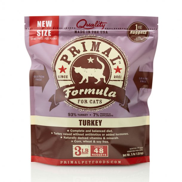 Primal Raw Cat Food Turkey Formula 3lb