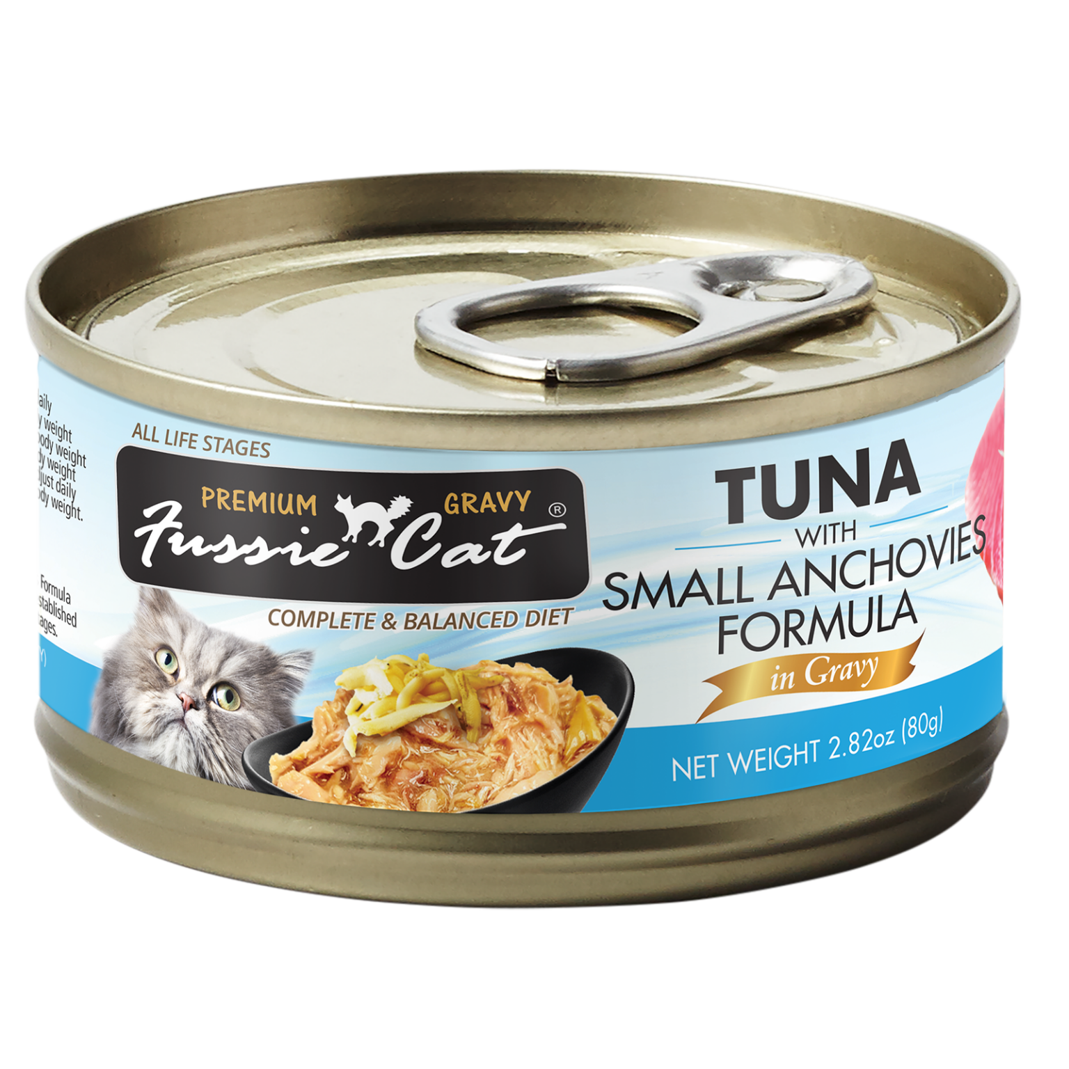 Fussie Cat Canned Tuna With Small Anchovies & Gravy 2.8oz