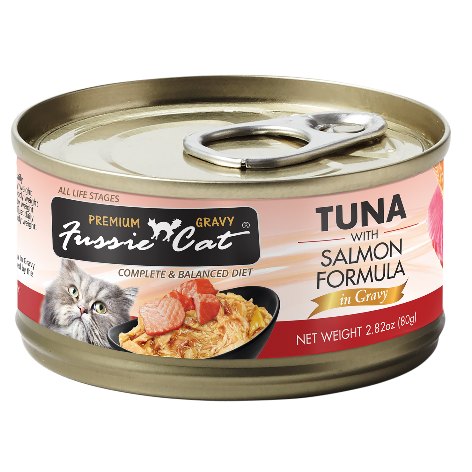 Fussie Cat Canned Tuna With Salmon & Gravy 2.8oz
