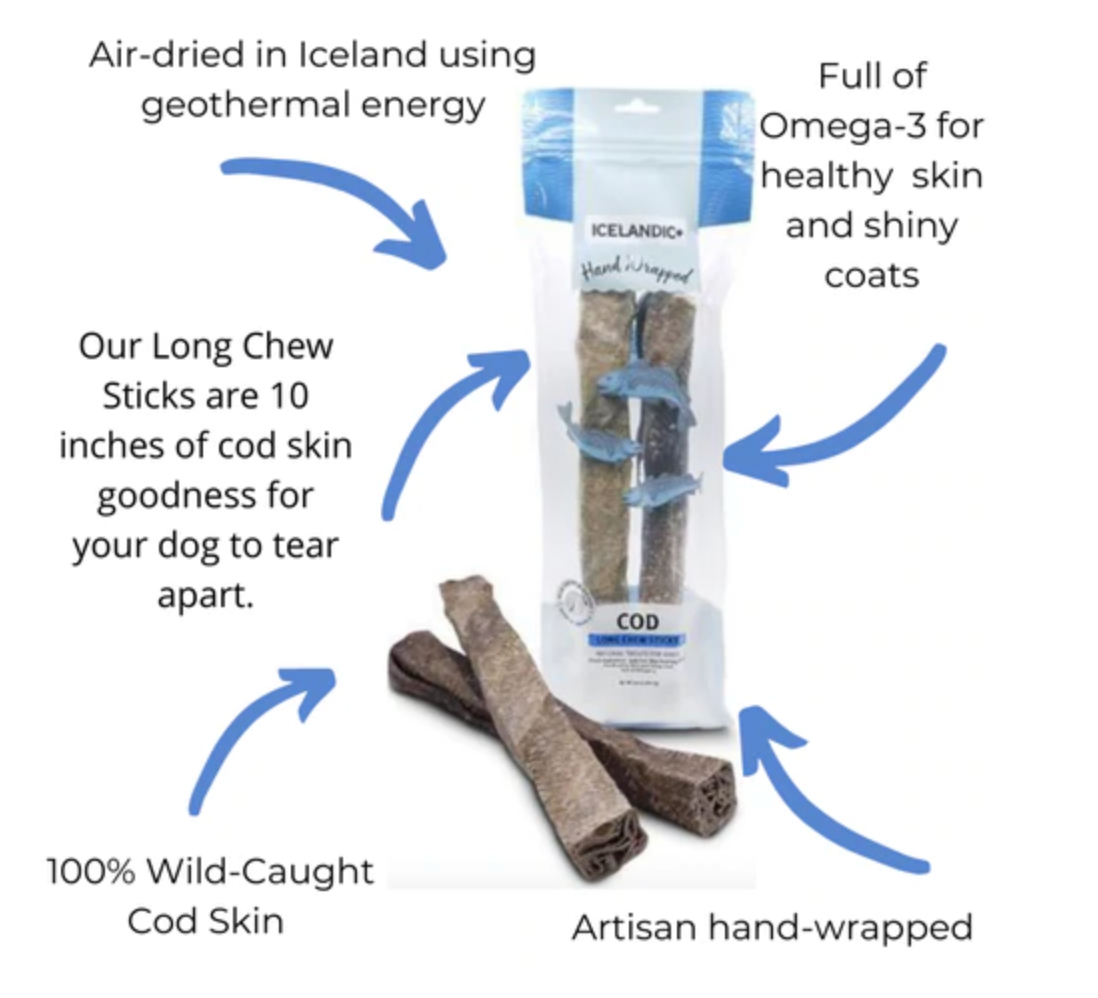 Icelandic Cod Chew Sticks Long 10in