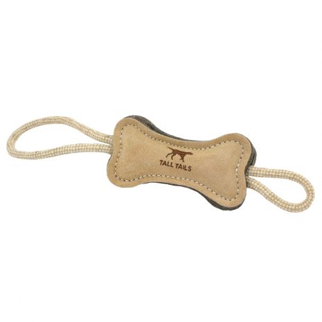 Tall Tails Leather Rope Bone Tug Toy
