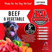 K9 Kravings Raw Beef & Vegetable Patty 5lb