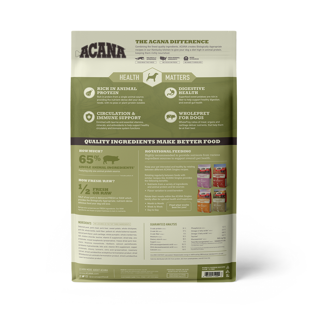 Acana Dry Dog Food Singles Pork & Squash