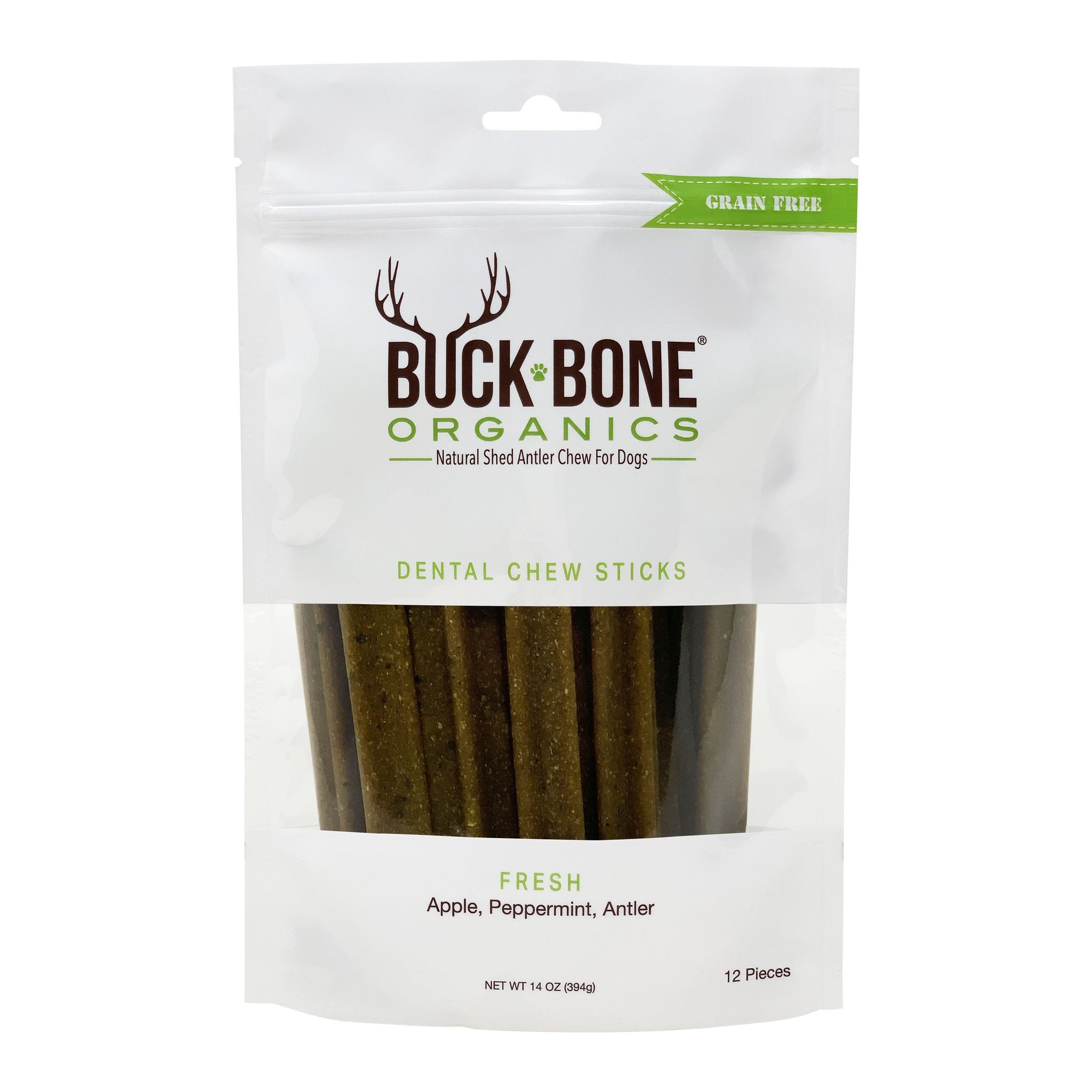 Buck Bone Organics Dental Chews Peppermint & Apple 12pk