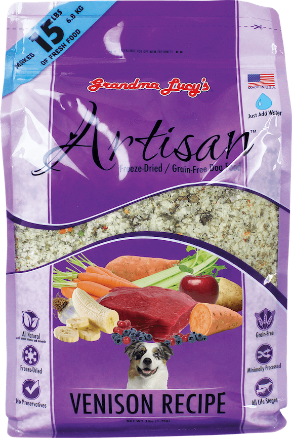 Grandma Lucys Freeze Dried Dog Food Artisan Venison Recipe 3lb