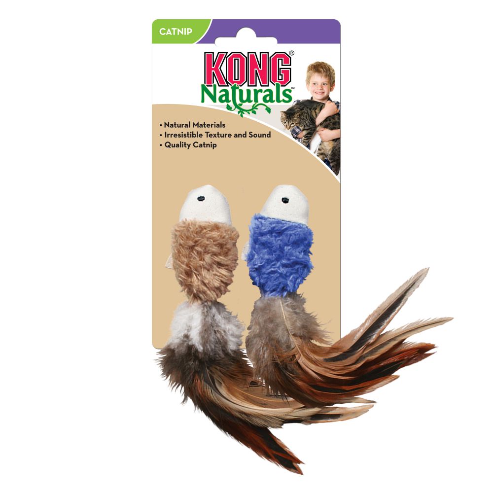 Kong Cat Naturals Crinkly Fish with Feathers 2 Pack