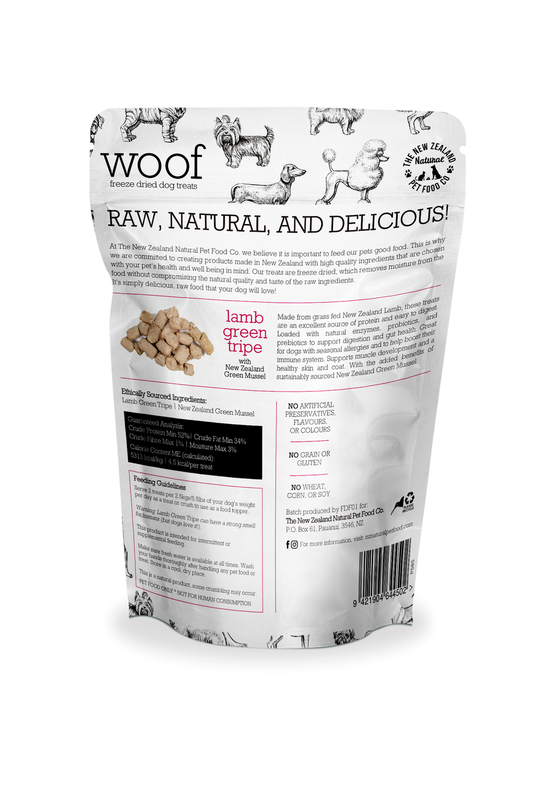 New Zealand Natural Woof Lamb Green Tripe Treat 1.4oz
