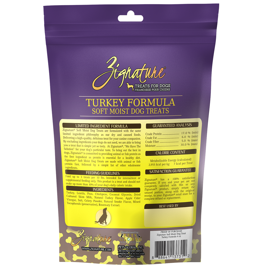 Zignature Soft Dog Treats Turkey 4oz
