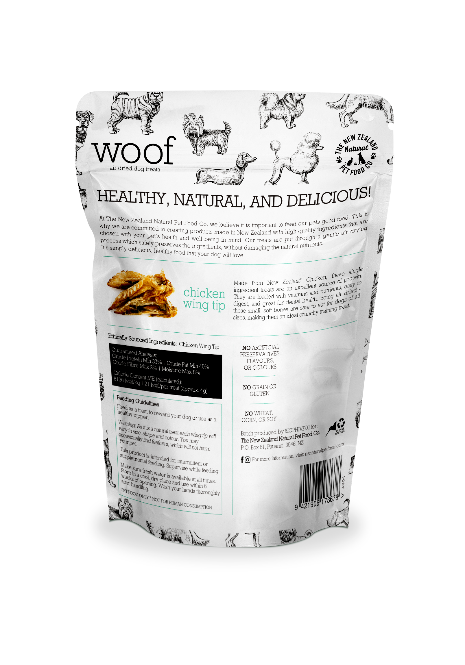 New Zealand Natural Woof Chicken Wing Tip Treat 1.76oz